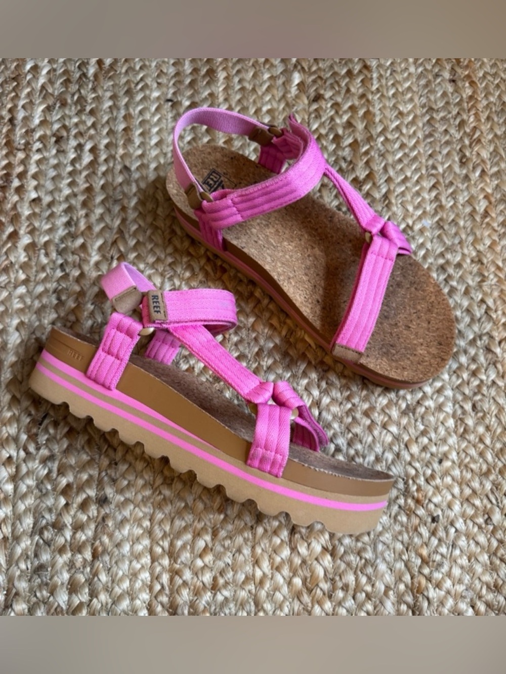Reef 10 Cushion Rem Hi Pink Malibu Platform Sandals